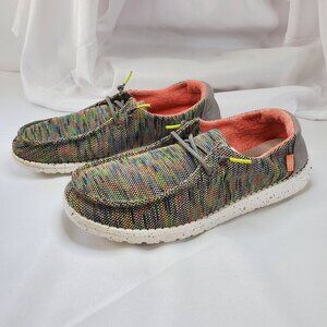 Hey Dude Womens Size 11 Wendy Sox Peacock Pink Multicolor Fabric Casual Shoes